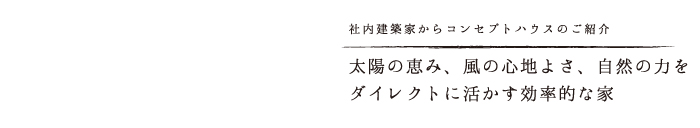 太陽、風、自然の力を効率的にダイレクトに活かす地球と共生する家