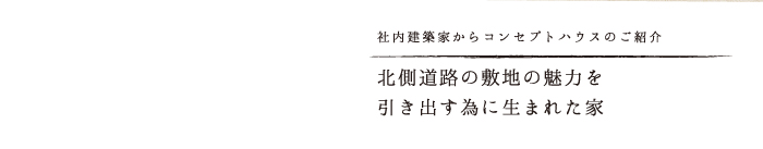 北側道路の敷地の特徴を魅力として最大限引き出す為に生まれた家