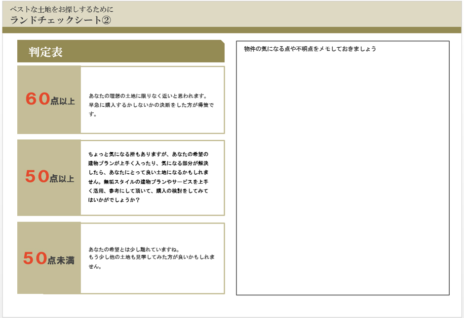 ランドチェックシート②